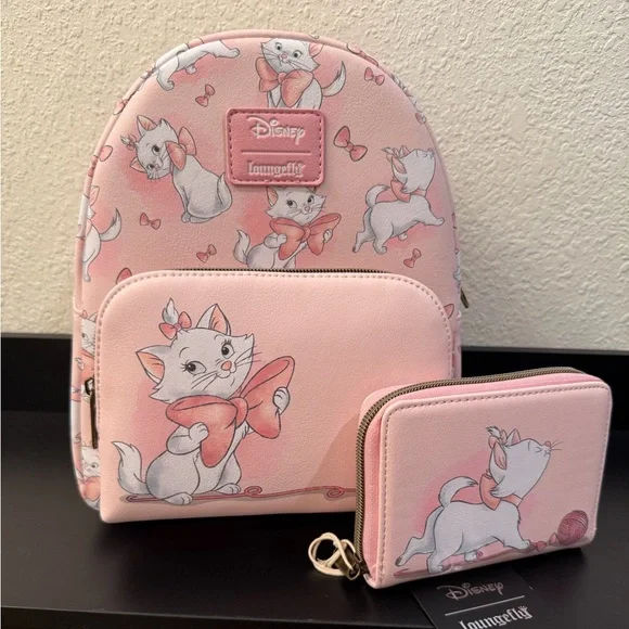 Loungefly Disney the Aristocrats Marie Ribbon Backpack with matching wallet - Picture 1 of 7